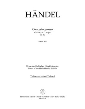 Concerto grosso G-Dur op. 3/3 HWV 314 by Handel George Frideric for