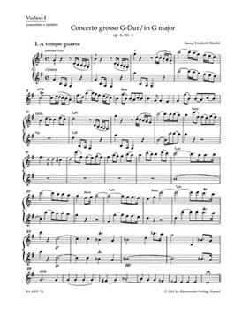 Concerto grosso G-Dur op. 6/1 HWV 319 by Handel George Frideric for