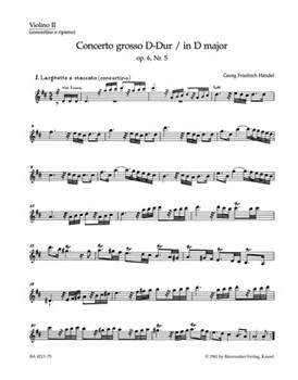 Concerto grosso D-Dur op. 6/5 HWV 323 by Handel George Frideric for