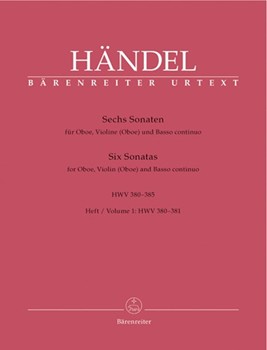 six Sonaten fur Oboe Violine (Oboe) und Basso continuo (Heft 1) by Handel George Frideric for Ob/V/Ob/Bc