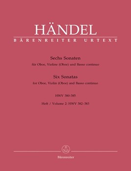 six Sonaten fur Oboe Violine (Oboe) und Basso continuo (Heft 2) by Handel George Frideric for Ob/V/Ob/Bc