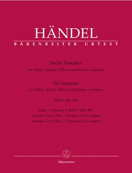 six Sonaten fur Oboe Violine (Oboe) und Basso continuo (Heft 3) by Handel George Frideric for Ob/V(Ob)/B