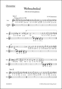 Weihnachtslied "Uns ist ein Kind geboren" (1962) by Zimmermann Heinz W for hVoice/Mix
