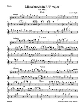 Missa brevis F major Hob. XXII:1 (Fruhe Streicherfassung und spatere Fassung mit Wind Instrumentsn u by Haydn Joseph for