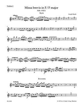 Missa brevis F major Hob. XXII:1 (Fruhe Streicherfassung und spatere Fassung mit Wind Instrumentsn u by Haydn Joseph for