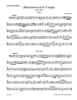 Missa brevis F major Hob. XXII:1 (Fruhe Streicherfassung und spatere Fassung mit Wind Instrumentsn u by Haydn Joseph for