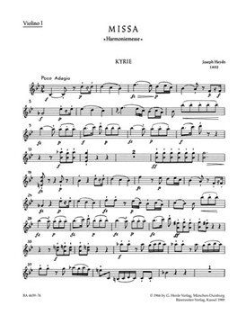 Missa B-flat major Hob.XXII:14 "Harmony Mass" by Haydn Joseph for