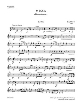Missa B-flat major Hob.XXII:14 "Harmony Mass" by Haydn Joseph for