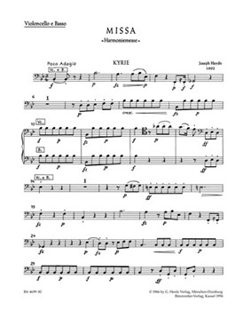 Missa B-flat major Hob.XXII:14 "Harmony Mass" by Haydn Joseph for