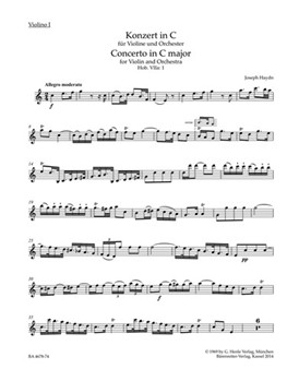 Concerto for Violin and Orchestra C major Hob. VIIa:1 by Haydn Joseph for