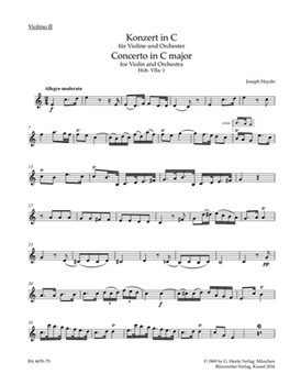 Concerto for Violin and Orchestra C major Hob. VIIa:1 by Haydn Joseph for