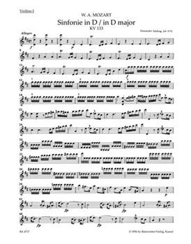 Symphony Nr. 20 D major K. 133 by Mozart Wolfgang Amadeus for