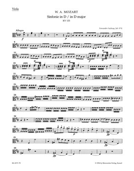 Symphony Nr. 20 D major K. 133 by Mozart Wolfgang Amadeus for