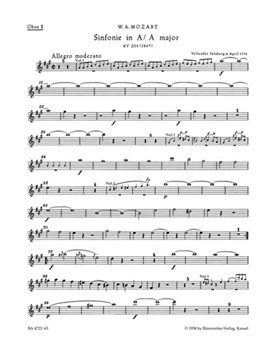 Symphony Nr. 29 A major K. 201(186a) by Mozart Wolfgang Amadeus for