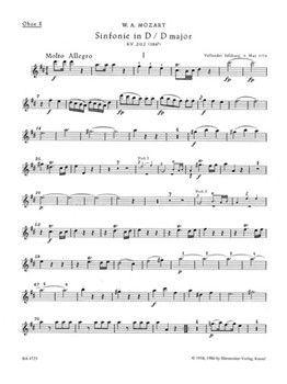 Symphony Nr. 30 D major K. 202(186b) by Mozart Wolfgang Amadeus for