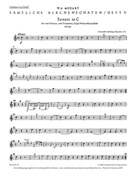 Complete Church Sonatas Volume 5 -Sonata C major K. 263 for two Violins two Trumpets Organ Violo by Mozart Wolfgang Amadeus for