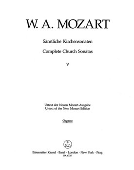 Complete Church Sonatas Volume 5 -Sonata C major K. 263 for two Violins two Trumpets Organ Violo by Mozart Wolfgang Amadeus for