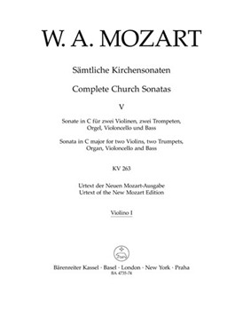 Complete Church Sonatas Volume 5 -Sonata C major K. 263 for two Violins two Trumpets Organ Violo by Mozart Wolfgang Amadeus for