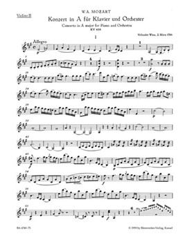 Concerto for Piano and Orchestra Nr. 23 A major K. 488 by Mozart Wolfgang Amadeus for