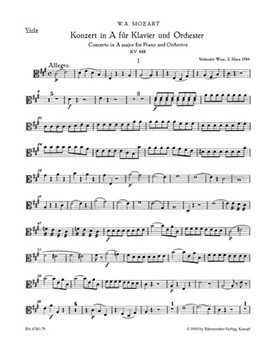 Concerto for Piano and Orchestra Nr. 23 A major K. 488 by Mozart Wolfgang Amadeus for
