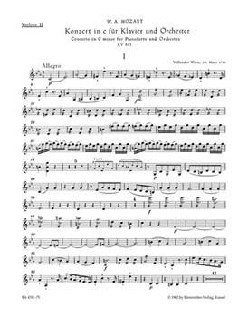 Concerto for Piano and Orchestra Nr. 24 C minor K. 491 by Mozart Wolfgang Amadeus for