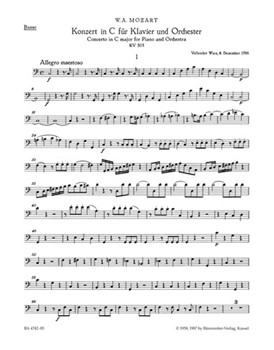 Concerto for Piano and Orchestra Nr. 25 C major K. 503 by Mozart Wolfgang Amadeus for