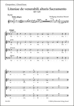Litaniae de venerabili altaris Sacramento B-flat major K. 125 by Mozart Wolfgang Amadeus for SSolo/ASol