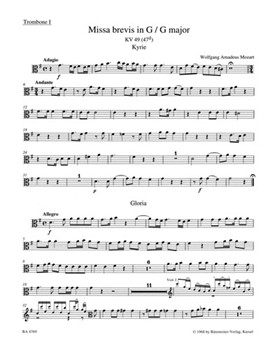 Missa brevis G major K. 49 (47d) by Mozart Wolfgang Amadeus for