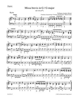 Missa brevis G major K. 49 (47d) by Mozart Wolfgang Amadeus for