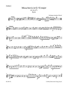 Missa brevis G major K. 49 (47d) by Mozart Wolfgang Amadeus for