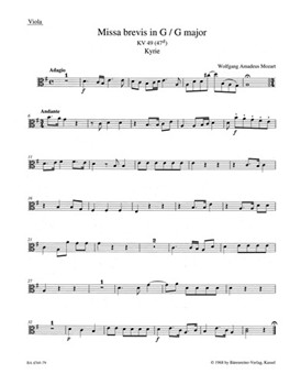Missa brevis G major K. 49 (47d) by Mozart Wolfgang Amadeus for