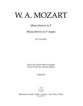 Missa brevis F major K. 192 (186f) by Mozart Wolfgang Amadeus for
