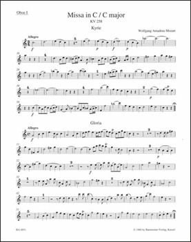 Missa C major K. 258 by Mozart Wolfgang Amadeus for