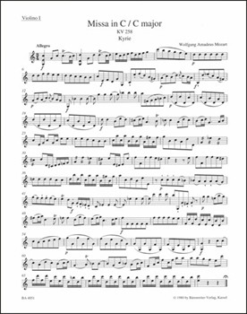 Missa C major K. 258 by Mozart Wolfgang Amadeus for