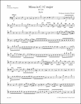 Missa C major K. 258 by Mozart Wolfgang Amadeus for
