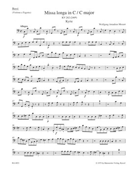 Missa longa C major K. 262 (246a) by Mozart Wolfgang Amadeus for