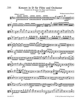 Concerto for Flute and Orchestra D major K 314 (285d) by Mozart Wolfgang Amadeus for Viola Part