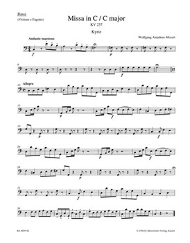 Missa C major K. 257 "Great Credo Mass" by Mozart Wolfgang Amadeus for