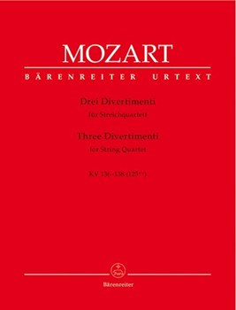 3 Divertimenti Kv136-138(125 A-c) by Mozart Wolfgang Amadeus for Str Quartet