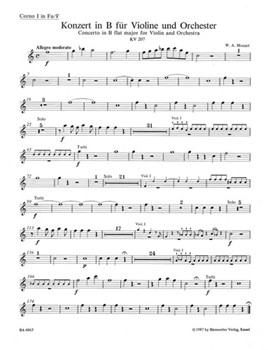 Concerto for Violin and Orchestra Nr. 1 B-flat major K. 207 by Mozart Wolfgang Amadeus for