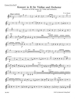 Concerto for Violin and Orchestra Nr. 1 B-flat major K. 207 by Mozart Wolfgang Amadeus for