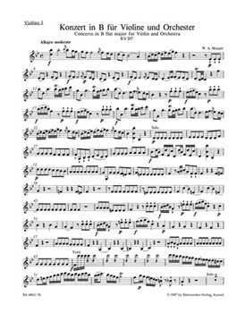 Concerto for Violin and Orchestra Nr. 1 B-flat major K. 207 by Mozart Wolfgang Amadeus for