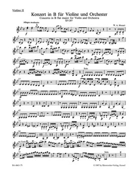 Concerto for Violin and Orchestra Nr. 1 B-flat major K. 207 by Mozart Wolfgang Amadeus for
