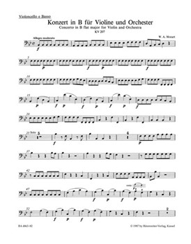 Concerto for Violin and Orchestra Nr. 1 B-flat major K. 207 by Mozart Wolfgang Amadeus for