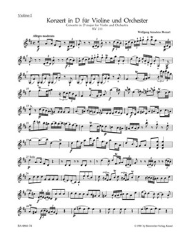 Concerto for Violin and Orchestra Nr. 2 D major K. 211 by Mozart Wolfgang Amadeus for
