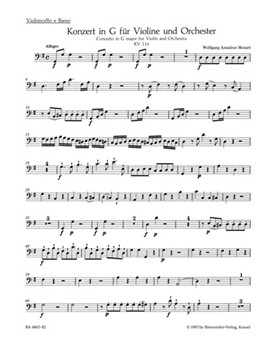 Concerto for Violin and Orchestra Nr. 3 G major K. 216 by Mozart Wolfgang Amadeus for