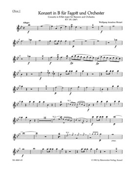Concerto for Bassoon and Orchestra B-flat major K. 191(186e) by Mozart Wolfgang Amadeus for