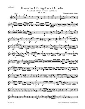 Concerto for Bassoon and Orchestra B-flat major K. 191(186e) by Mozart Wolfgang Amadeus for