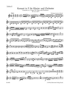 Concerto for Piano and Orchestra Nr. 11 A major K. 413(387a) by Mozart Wolfgang Amadeus for