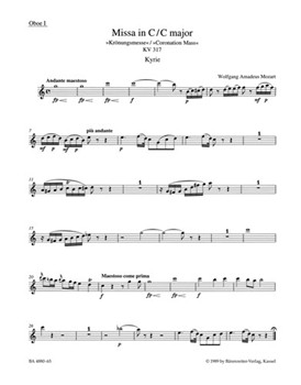 Missa In C Kv317 by Mozart Wolfgang Amadeus - Coronation Mass - for Wind Set